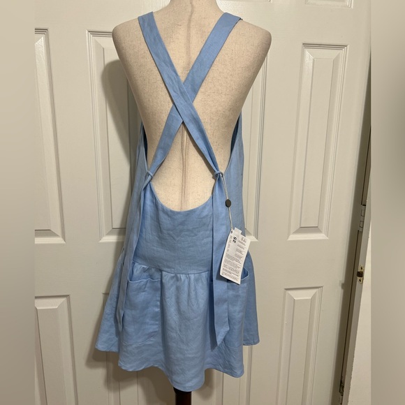MATIN 100% LINEN 4POCKET SUNDRESS SKY BLUE. LIGHTWEIGHT (IF YOU KNOW U KNOW)SZ L - Picture 5 of 11